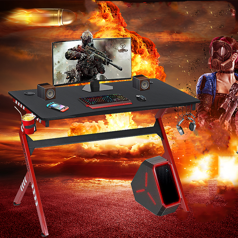 Geepro™ Gaming Desk K-shaped with Headphone Hook & Cup Holder